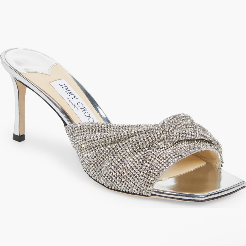 Jimmy Choo Naria Crystal Mesh Slide Sandal size 39.5